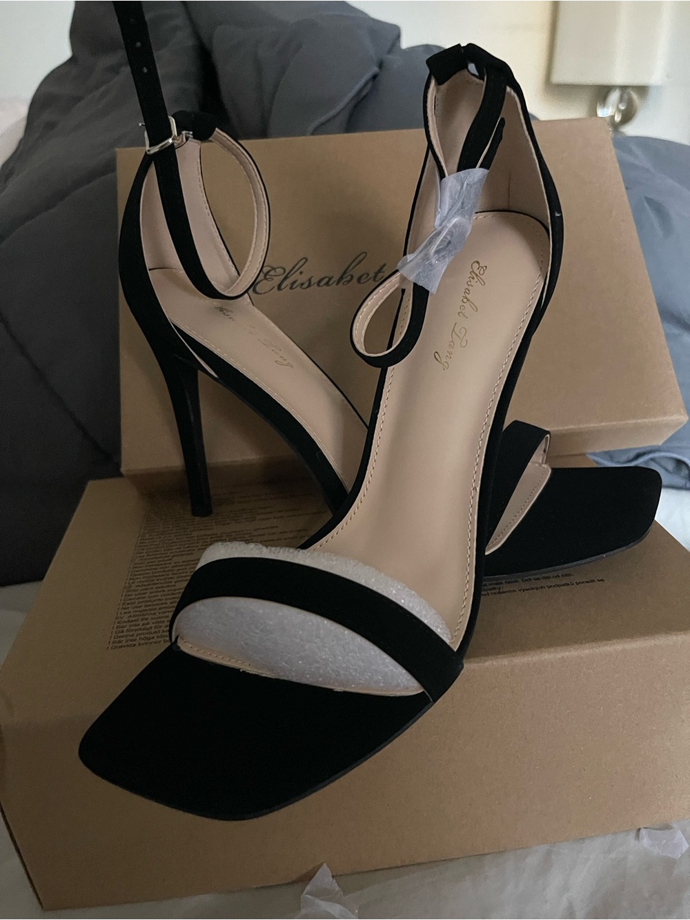 Black Ankle-Strap Stiletto Sandals by Elisabetta Franchi